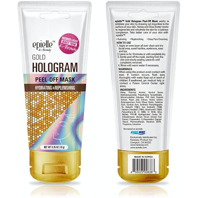 Epielle HOLOGRAM GLITTER PEEL OFF FACE MASKS | TONING & CALMING | 4 VARIETY PACK SINGLE-USE TESTERS | GIFT SET, SPA GIFT | KOREAN SKINCARE - Image 4